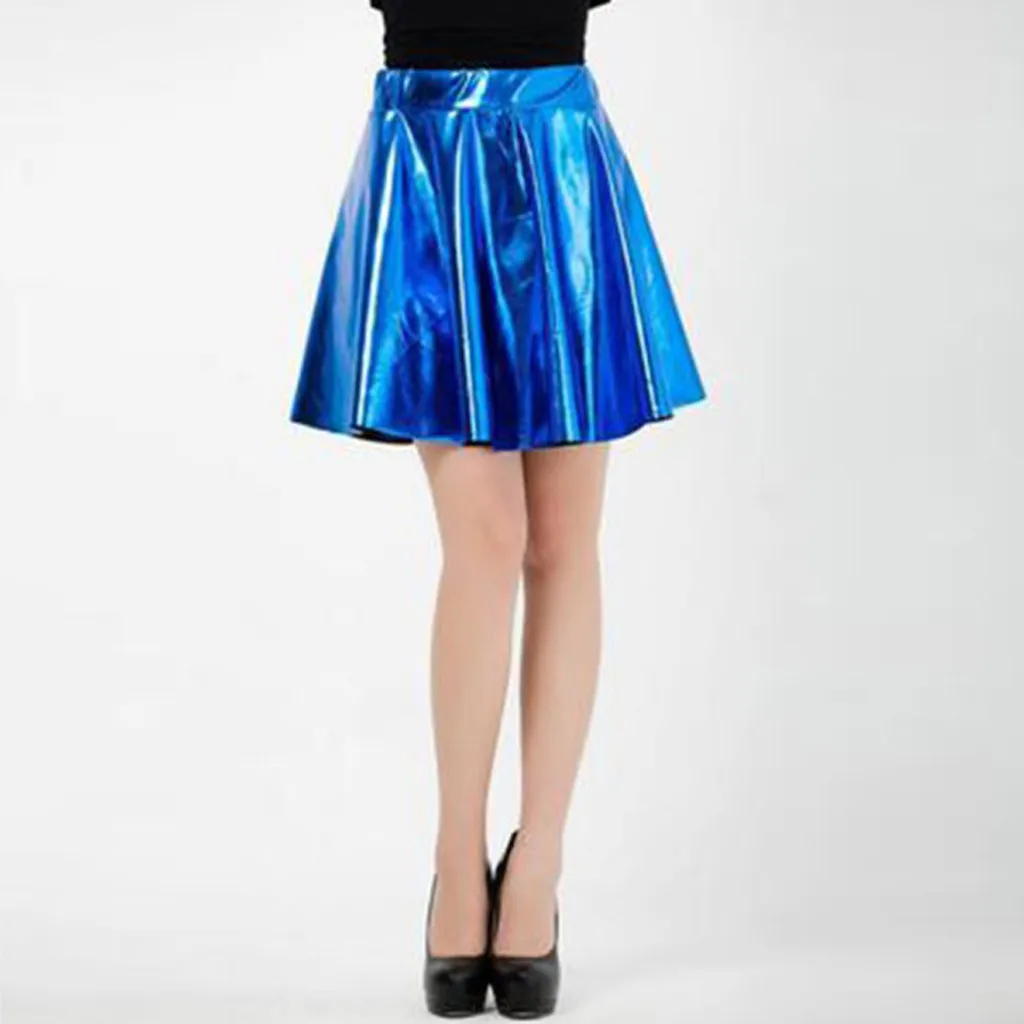 Женская юбка женская модная кожаная расклешенная плиссированная трапециевидная