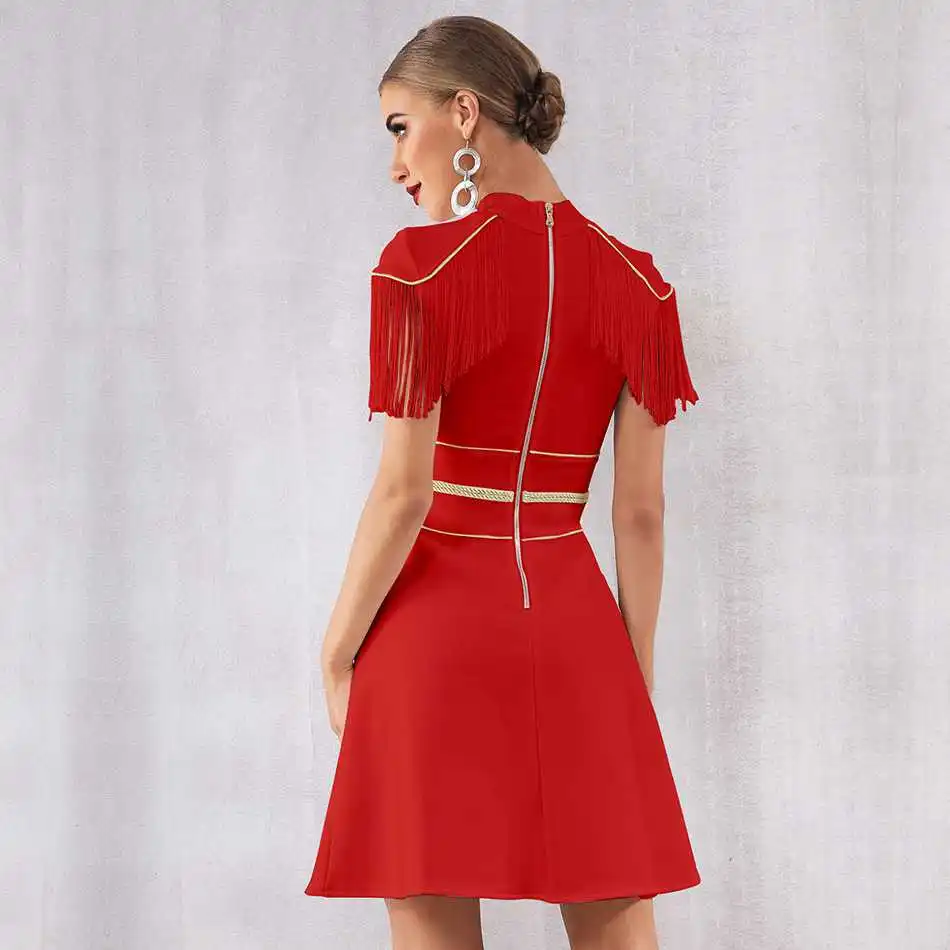 Seamyla, модные женские бандажные платья, Vestidos, новинка, с кисточками, для знаменитостей, вечернее платье, белое, красное, черное, Клубное, летнее платье