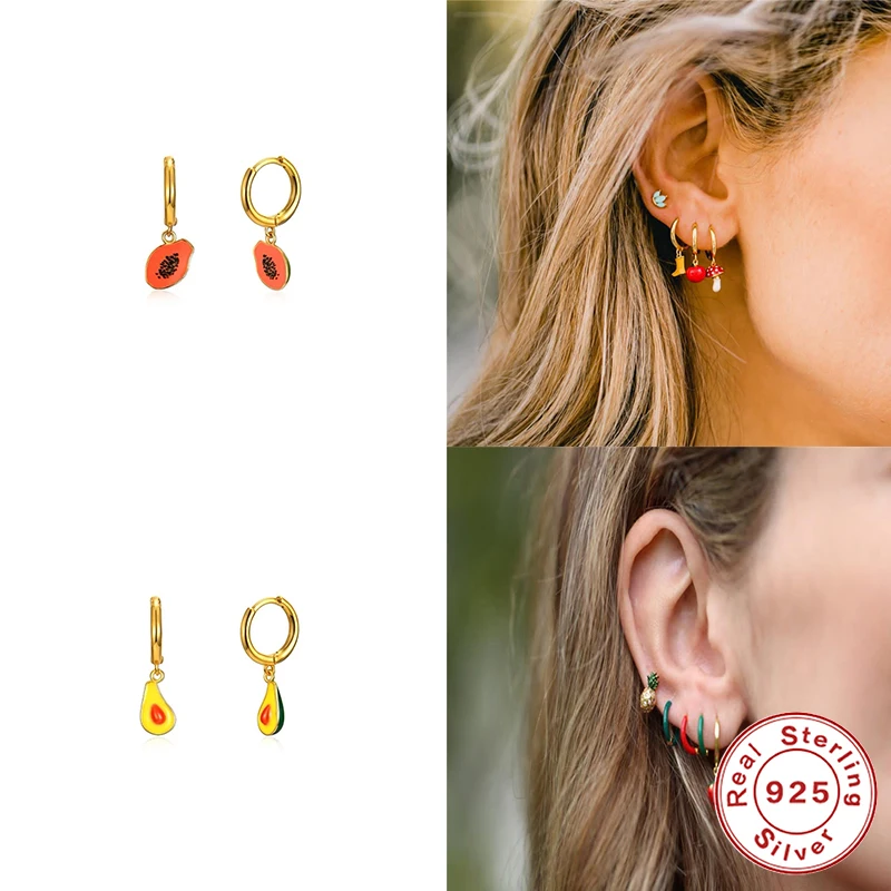 

Romad 925 Sterling Silver Earrings For Women Aros Papaya Fruits Dangle Charm Drop Earrings 2021 Trend Pendientes Plata 925 X5