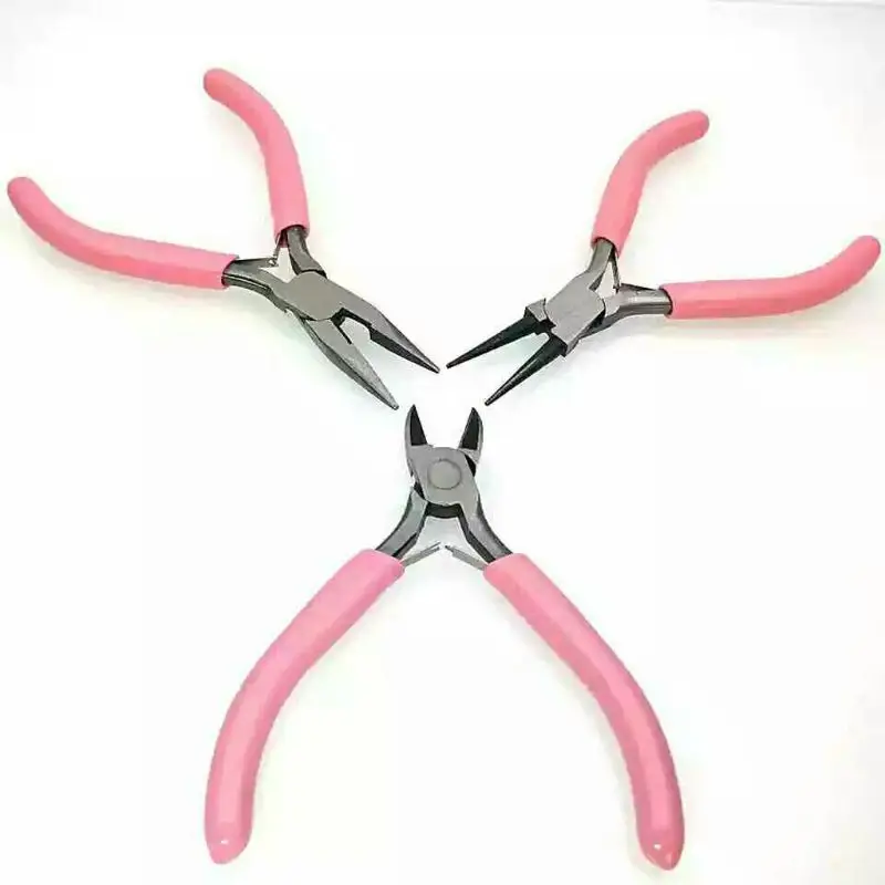 

3Pcs High Grade Jewelry Pink Pliers Sets Wire Cutting Bending Pliers Needle Nosed Pliers Jewelry Making Tools Kit