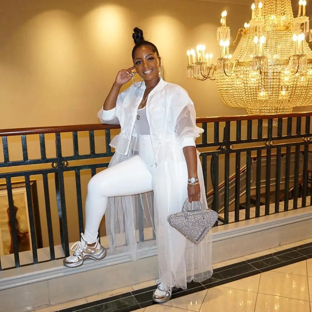 

New Arrivals Women Solid Grenadine Midi Coats Fashion Zipper Full Sleeves Irregular Ruffles Ankle-Length Jackets 2020 Autumn