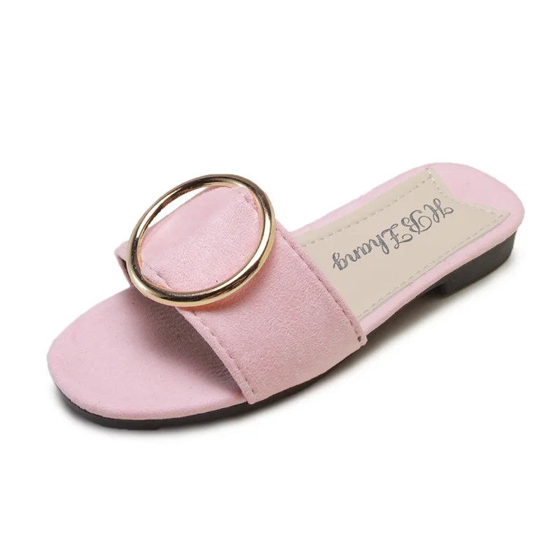 

Fashion Children's Summer Beach Slippers Casual Comfortable Round Sequined Soft Suede Shoes For Middle Big Girls Kids Sandals