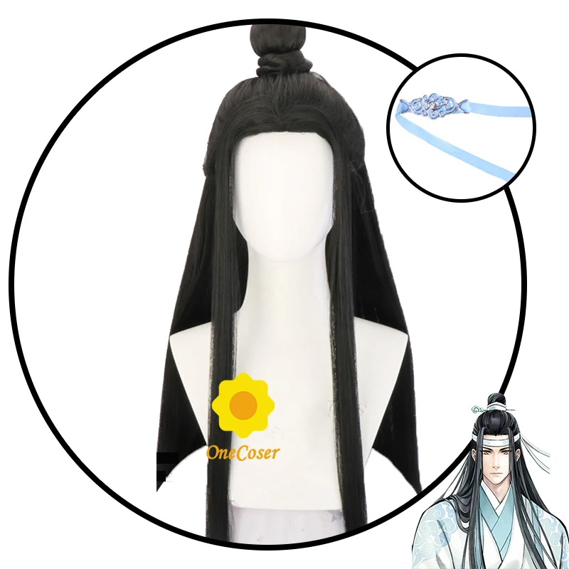 Shi Lan Wangji косплей парик аниме МО дао Zu реквизит с головной повязкой черные длинные