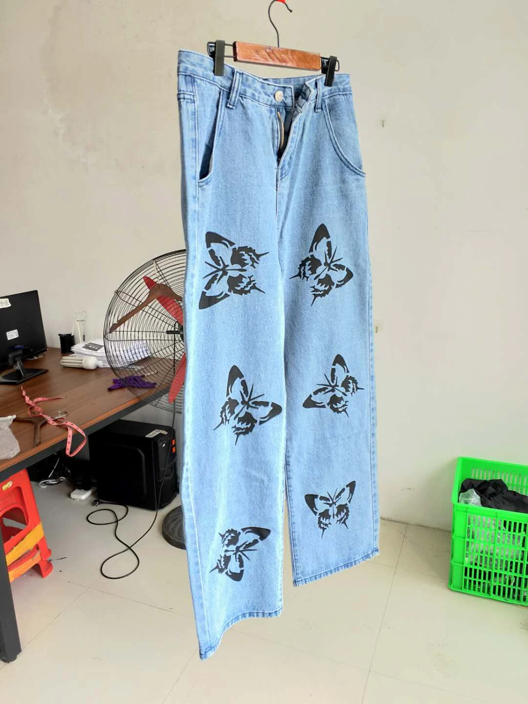 

SHENGPALAE 2021 New Summer Vintage Jeans Woman Long Trousers Cowboy Female Loose Streetwear Butterfly Print Pants ZA4110