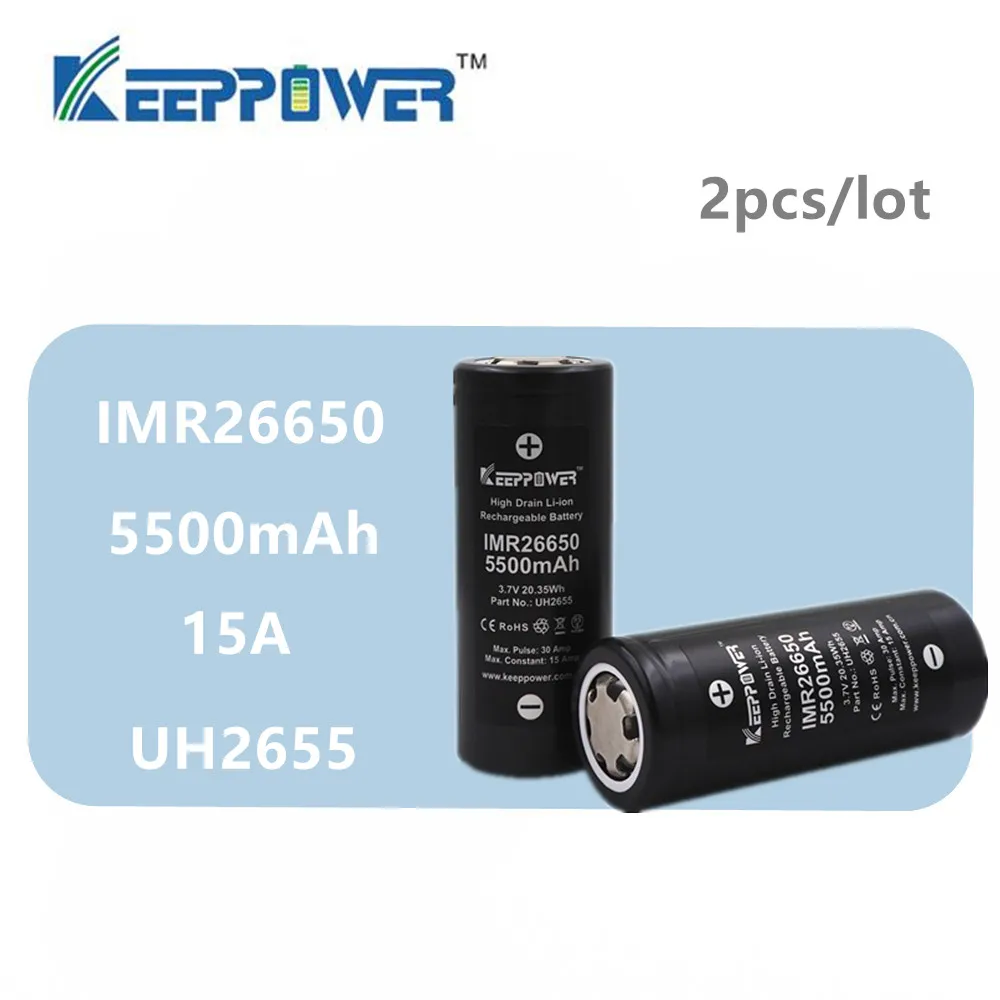 Оригинальный 2 шт. KeepPower IMR 26650 аккумулятор 5500 мАч макс 30 А разряд 3 7 в литиевая