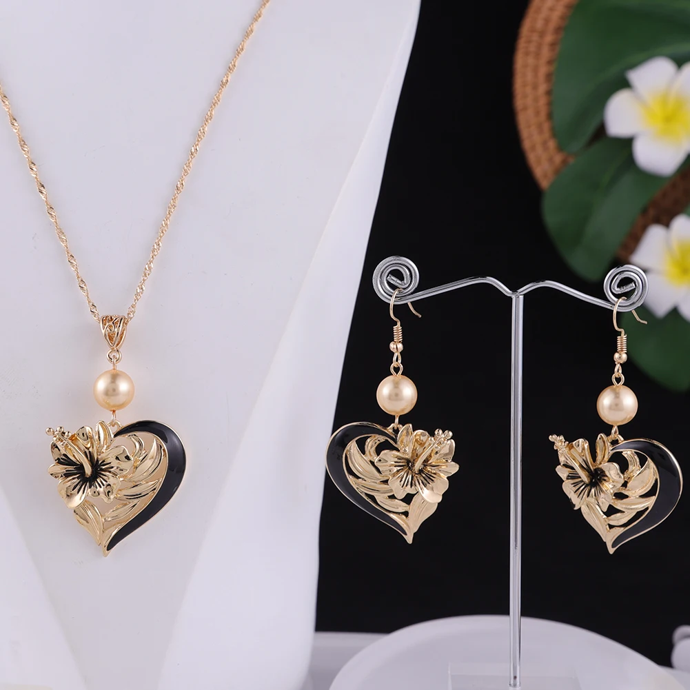 Ювелирные наборы Гавайские ювелирные изделия подвеска в форме сердца Золотая