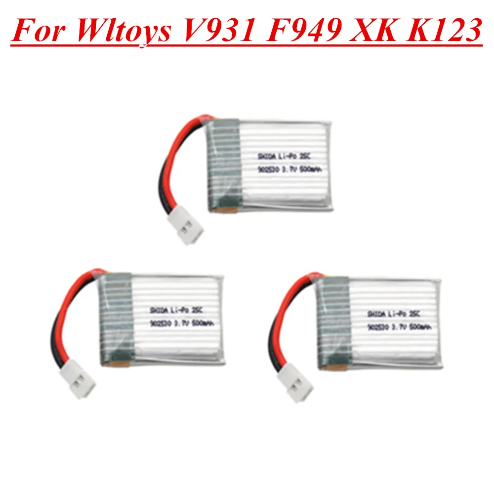 3 7 V 500 мА/ч 25C LiPo Батарея для Wltoys V931 F949 XK K123 6Ch Запчасти радиоуправляемого вертолета