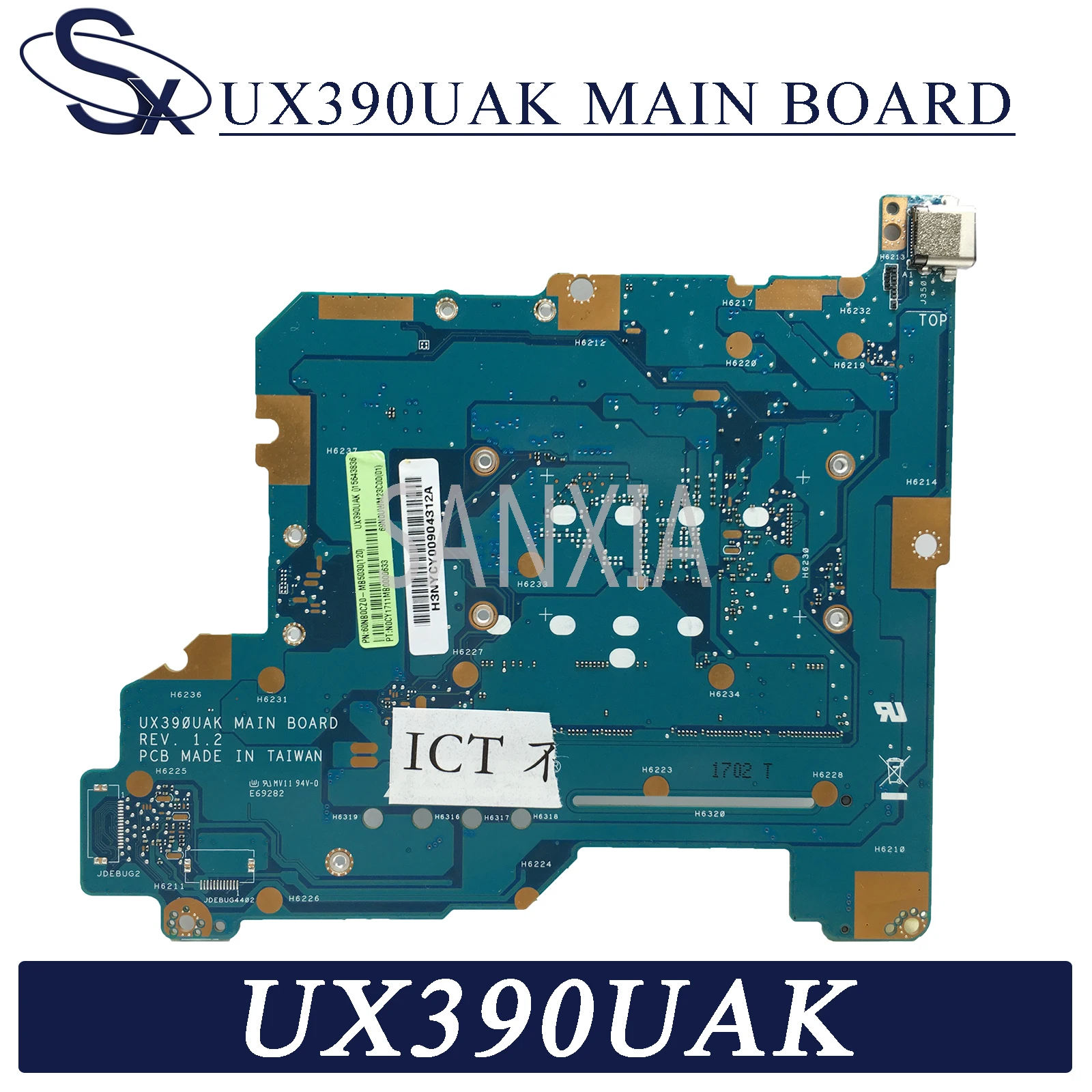 kefu ux390uak laptop motherboard for asus zenbook ux390uak ux390ua ux390u original mainboard 8gb ram i5 7200u free global shipping