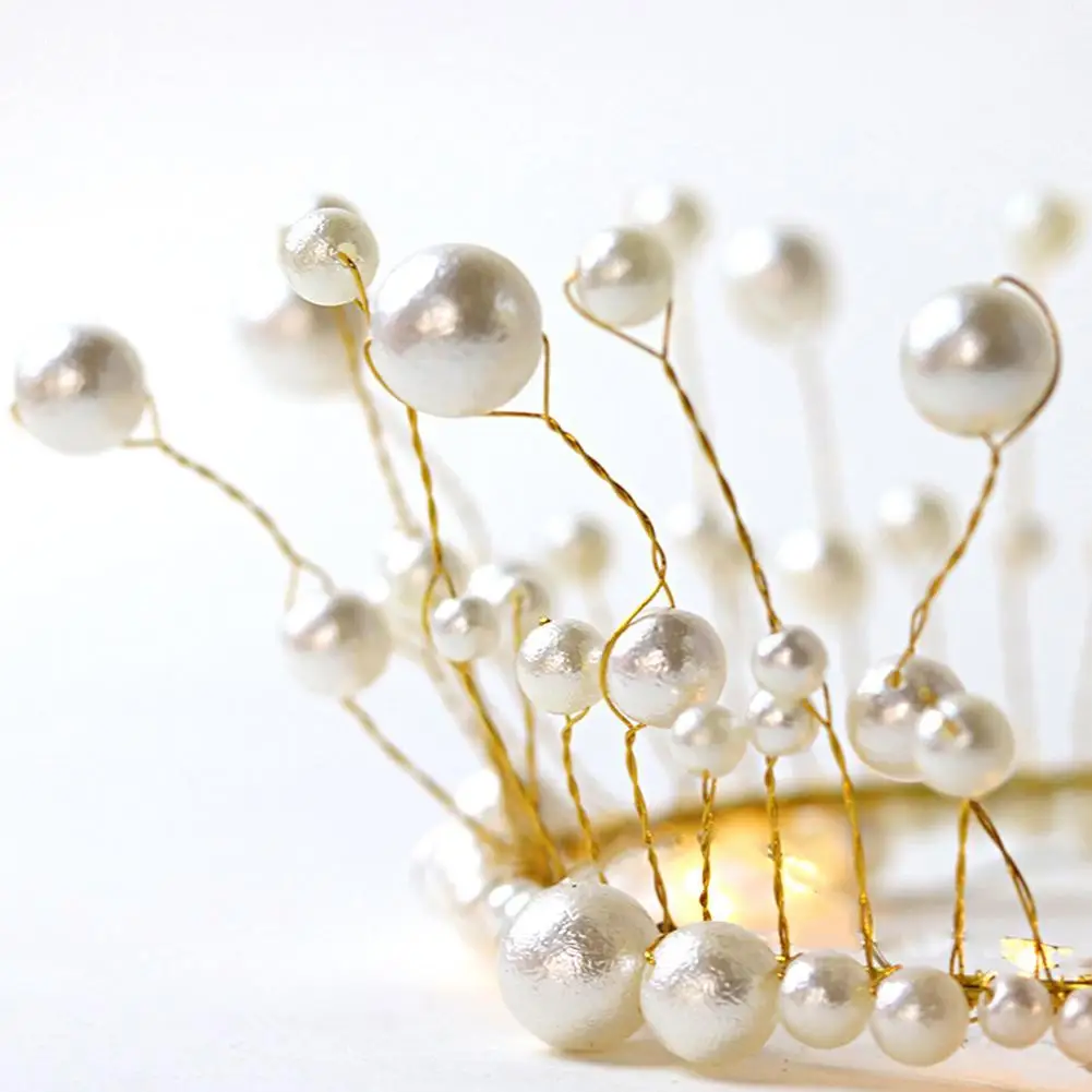 

Artificial Pearl Crown Cake Decoration Seaweed Tassel Birthday Crown Ornament Baking Cake Crown Princess Shiny Z5Z1