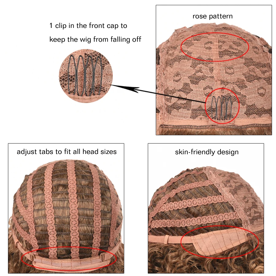 

TOMO Afro Kinky Curly Wigs for Black Women Brown Mixed Brown Synthetic Wigs High Temperature Fiber African Hairstyle Red White