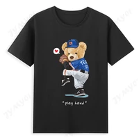 teddy bear t shirt fashion cotton mens shirt black bear kawaii woman short sleeved fashion bear pattern t shirt