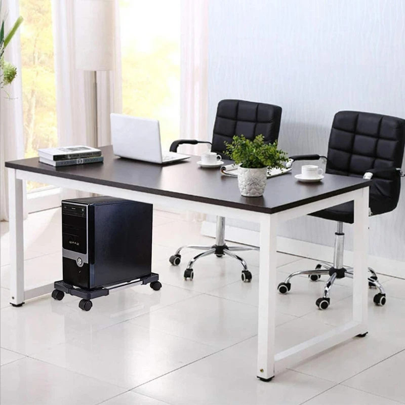 

Mobile CPU Stand Adjustable Computer Tower Stand with 4 Caster Wheels Fits Most R2JF