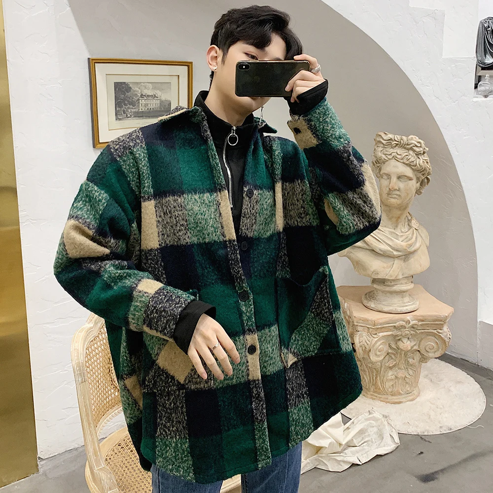 2019 Мужская Гавайская шерстяная рубашка большого размера в стиле пэчворк с