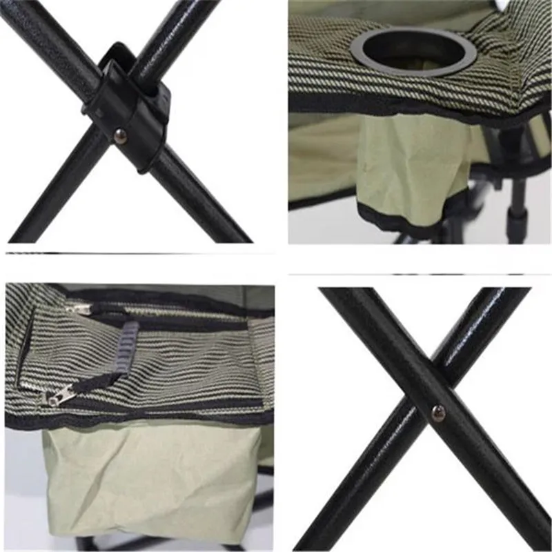 

Oversized Camping Chair with Cooler Bag Folding Camping Portable Chair Steel Frame Collapsible Support 350 lbs