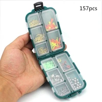 157pcslot fishing accessories kit including fishing hooks rolling swivel connector luminous beads with fishing tackle box