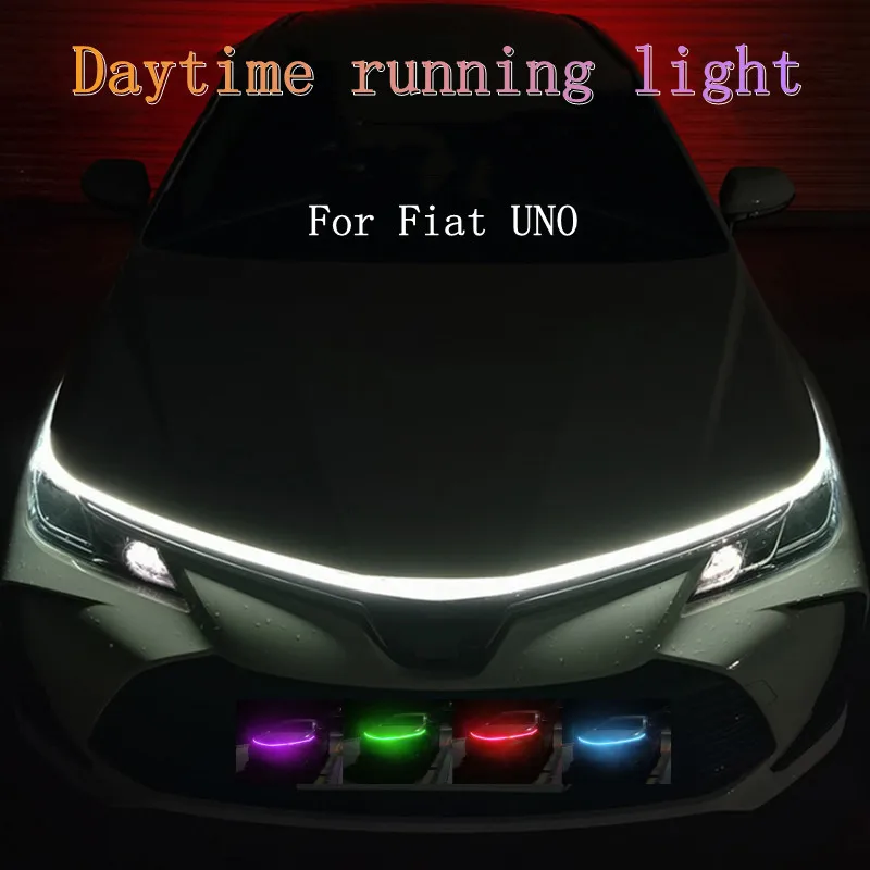 

Led Car Daytime Running Lights Strip Universal Car Engine Cover Decoration Hood Light Bar Flexible Auto Headlights For Fiat UNO