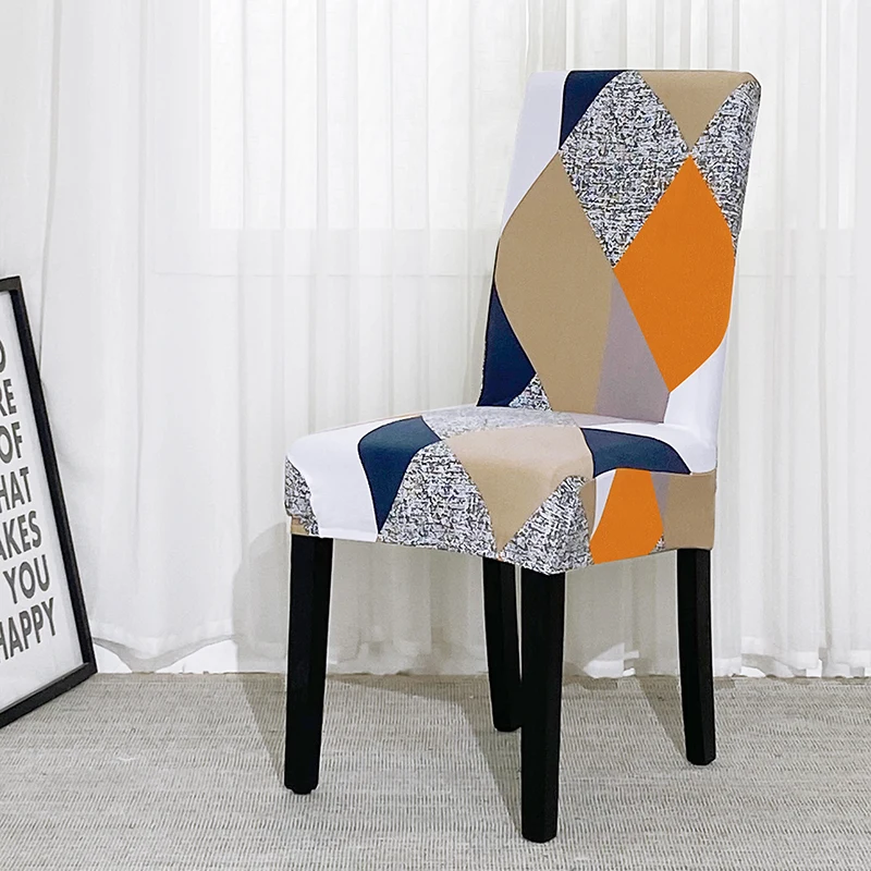 

Printed Chair Cover Dining Elastic Chair Cover for Dining Room Spandex Stretch Elastic Office Chair Case Anti-dirty 1pc