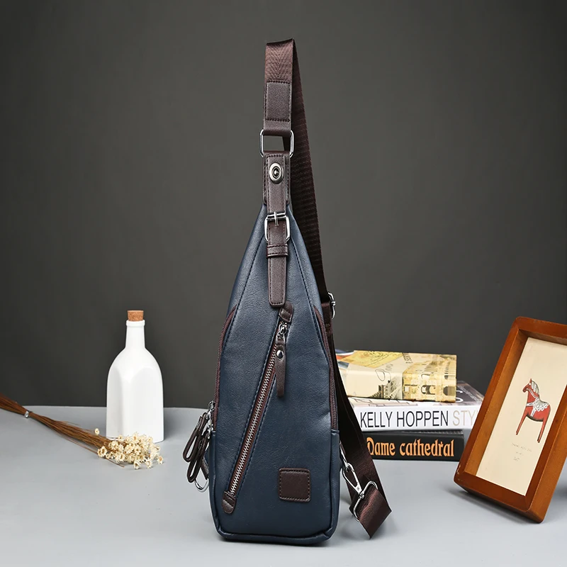 Мужская кожаная нагрудная сумка мужская повседневная функциональная поясная