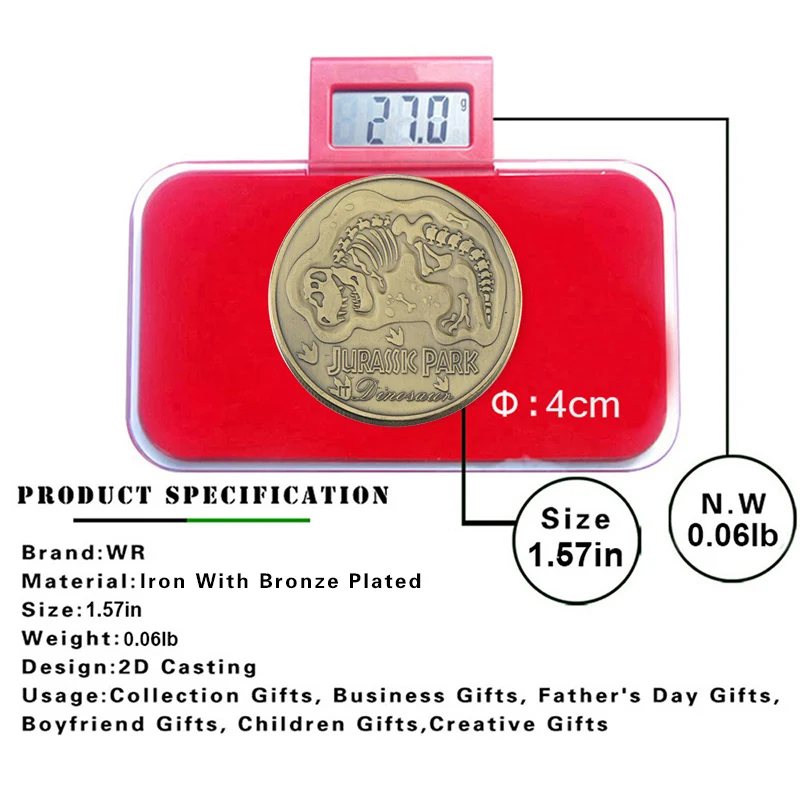 5 шт./лот Парк Юрского периода Динозавр Хобо никелевые монеты буйвола