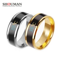 shouman titanium steel temperature couple gold women men lovers wedding rings custom engrave jewelry engagement gifts