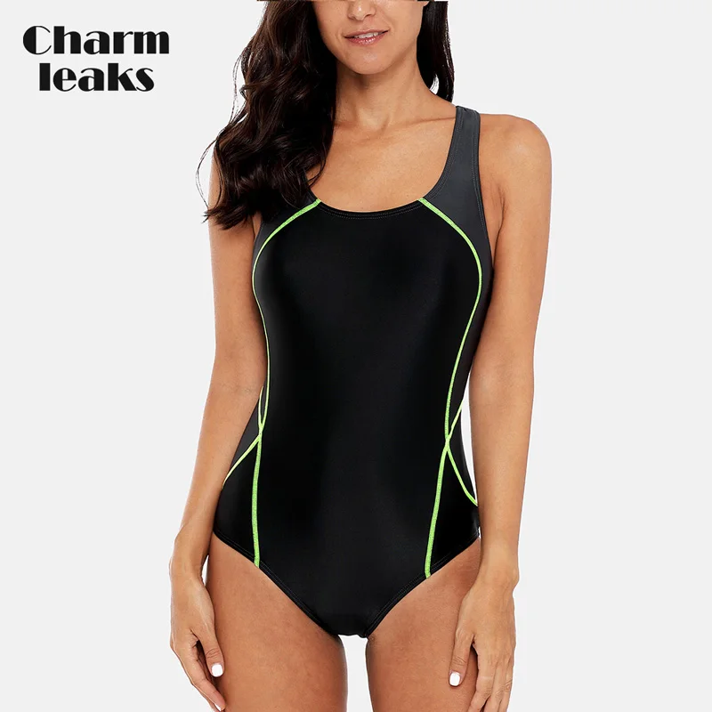 28Grey Charmleaks цельный женский спортивный купальные Костюм спортивный купальник пэчворк пляжная одежда купальный костюм Мягкий Бикини Monikini - Цвет: 28Grey