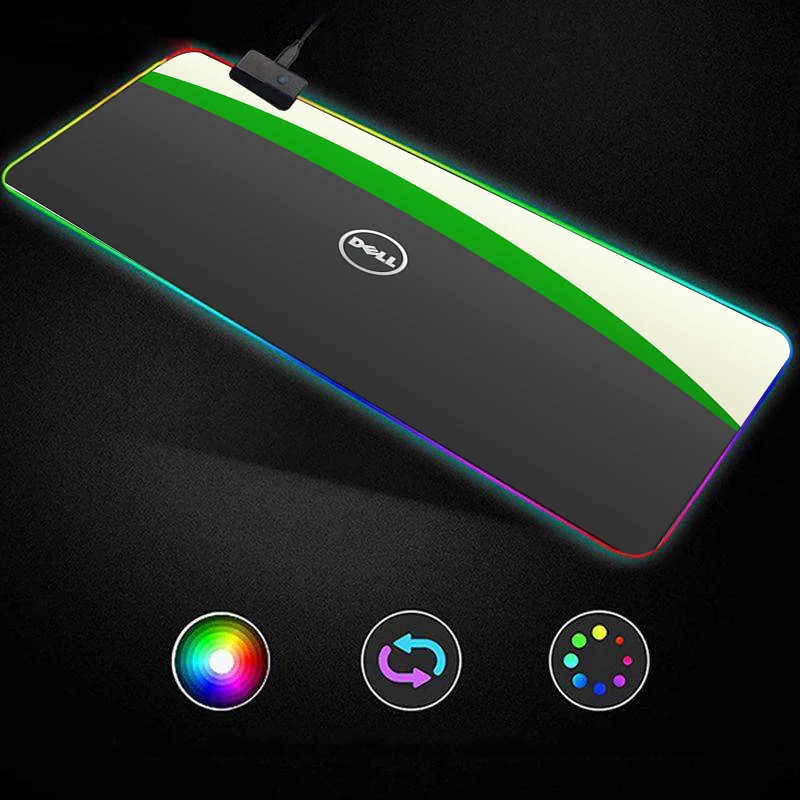 

Dell Logo pattern design Anime RGB Gaming Mouse Pad Gamer Keyboard Desk Non-slip Rubber LED Mouse Mat