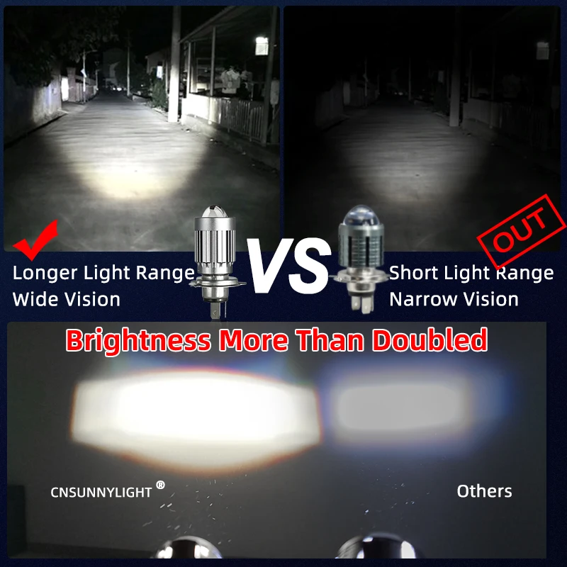 1PC Dual Color H4 BA20D HS1 H6 Moto LED Bi Lens Projector 12000Lm White Yellow Motorcycle Headlight Scooter E-bike Fog DRL Bulb |