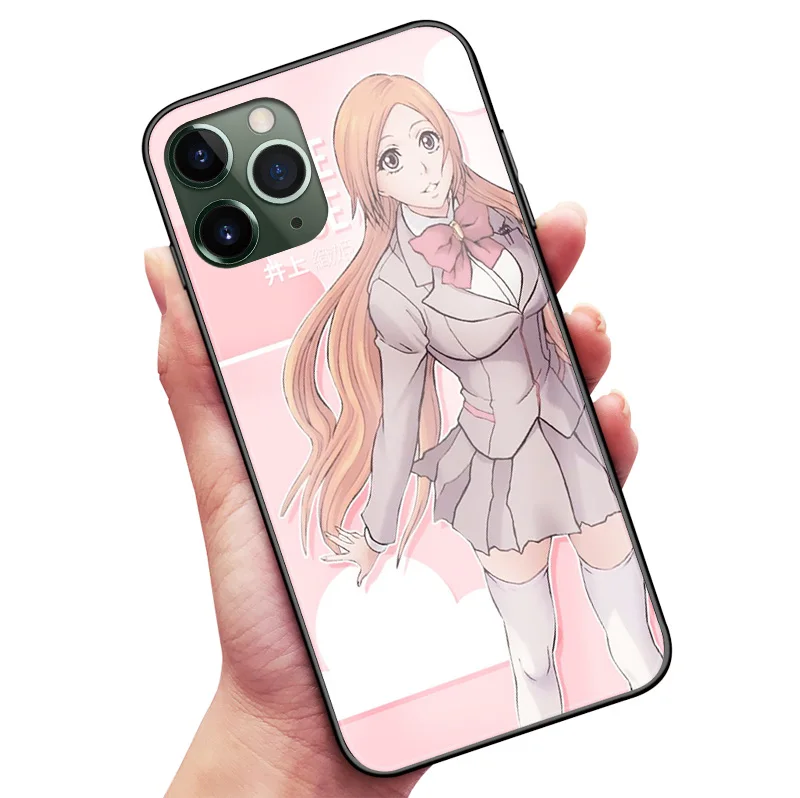 Orihime Inoue Отбеливатель Аниме закаленное стекло Мягкий силиконовый чехол для