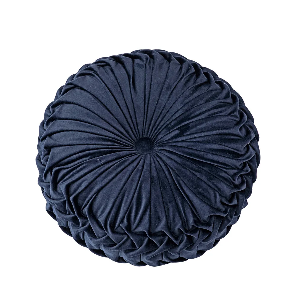 navy blue 38*38x10 см Европейский стиль круглая подушка для сиденья/задняя подушка или как диван Подушка Кровать Подушка бархатная ткань кровать дорожная подушка - Цвет: navy blue