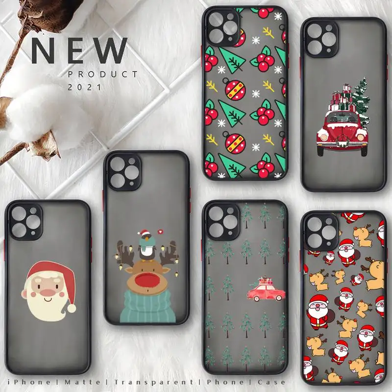 

Merry Christmas Animals Santa Claus Phone Case matte transparent For iphone 7 8 11 12 plus mini x xs xr pro max cover