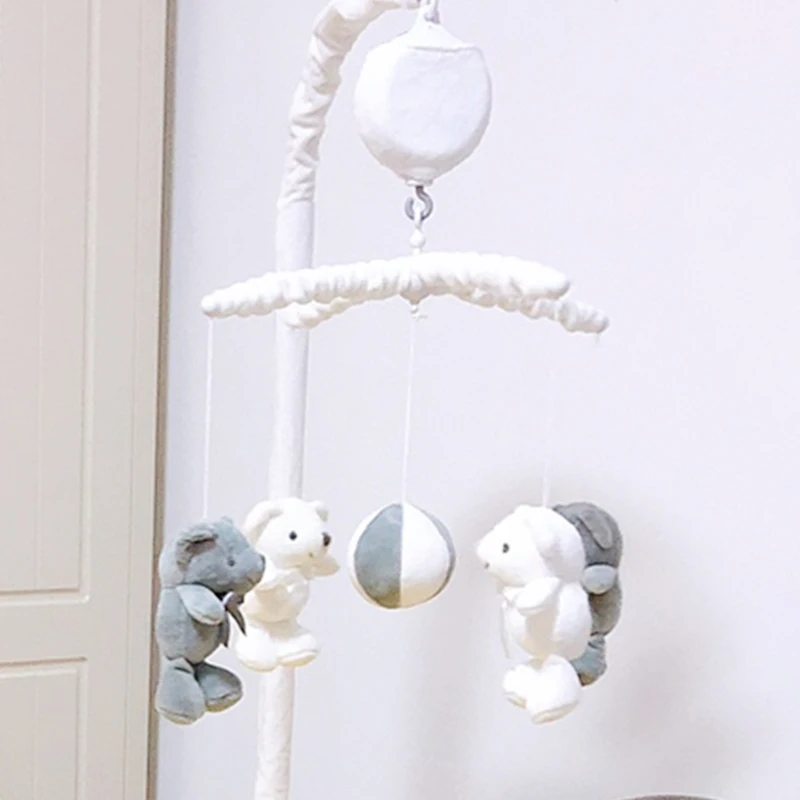 13Pcs Bear Baby Rattles Crib Mobile White Rattles Bracket Set 0-12M Baby Toys Remote Controll Clockwork Music Box Bed Bell Toy