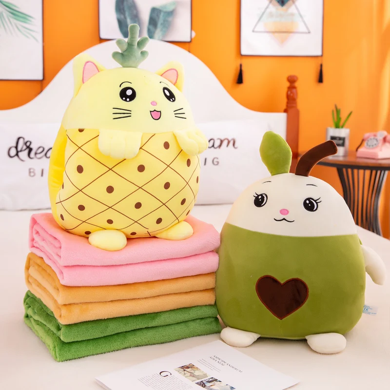 Плюшевая подушка с одеялом в виде фруктов кролика мыши кошки 40 см 1 шт. | Игрушки и