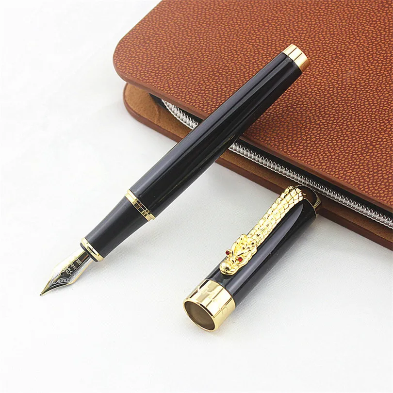 Jinhao 1200 Высококачественная деловая ручка 0,5 мм перо металлическая авторучка с клипса с драконом чернильные ручки с подарочной коробкой