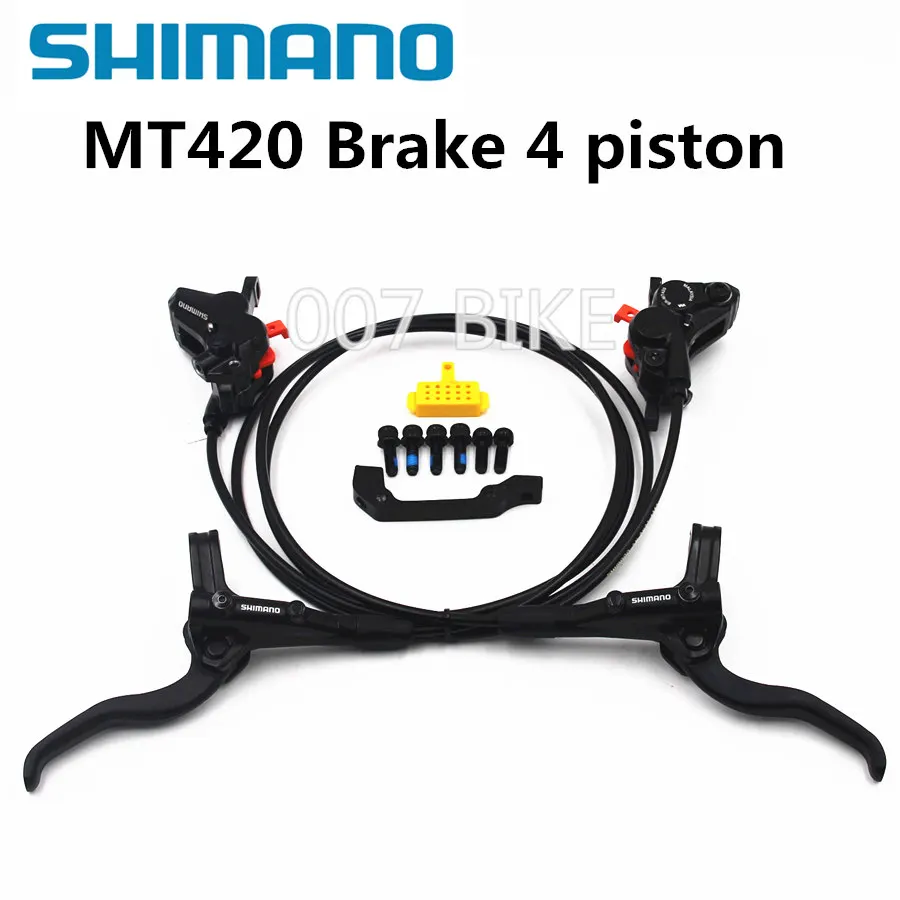 Новинка SHIMANO MT420 MT520 4 поршневой тормоз Горный велосипед Hidraulic Дисковый Тормоз MTB левый и правый MT400 2 поршневой MT401 тормоза