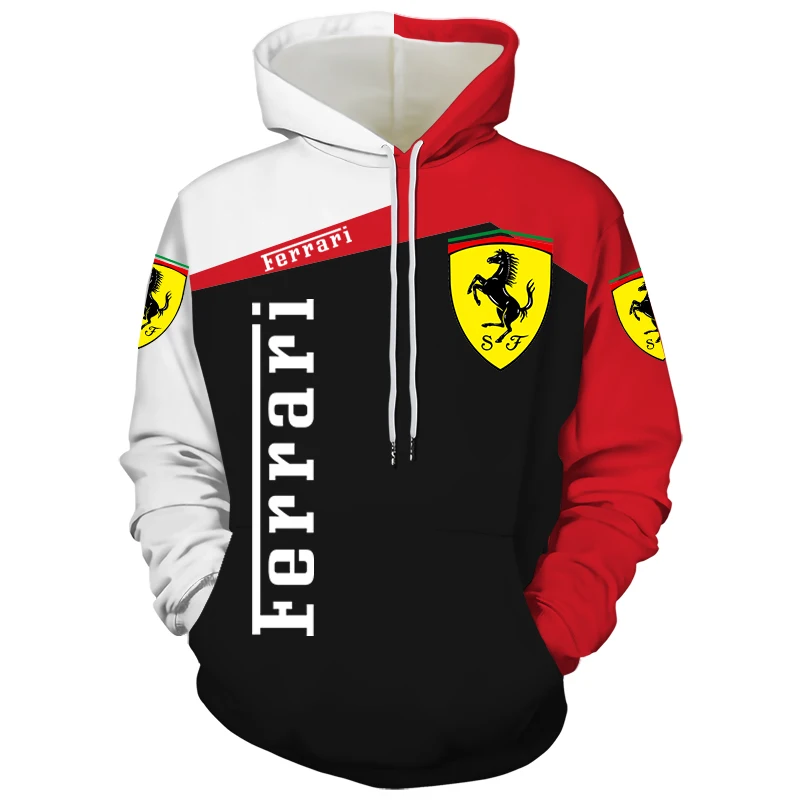 Ferrarirl-Sudadera con capucha para hombre y mujer, prenda de vestir con estampado 3D de Logo,