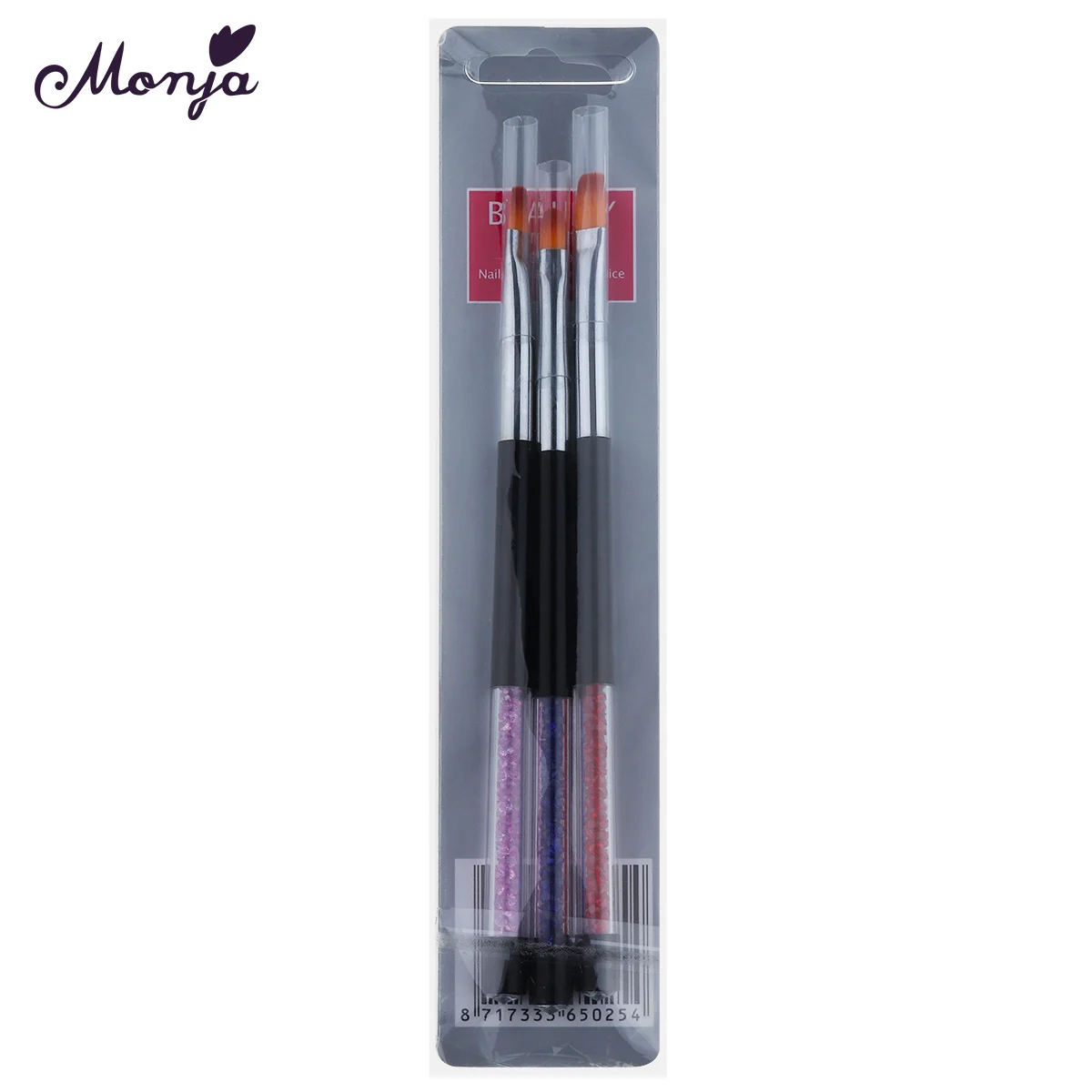 

Monja 3 Pcs/Set Nail Art Rhinestone Handle Acrylic Polish UV Gel Extension Painting Brush Nail DIY Drawing Pen Manicure Tools