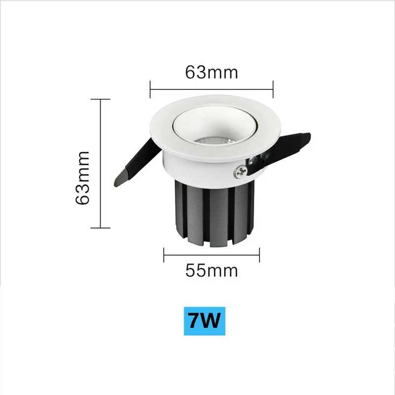 Встраиваемый светодиодный потолочный мини-светильник 7 Вт 12 110 В 220 24 ° | Лампы и