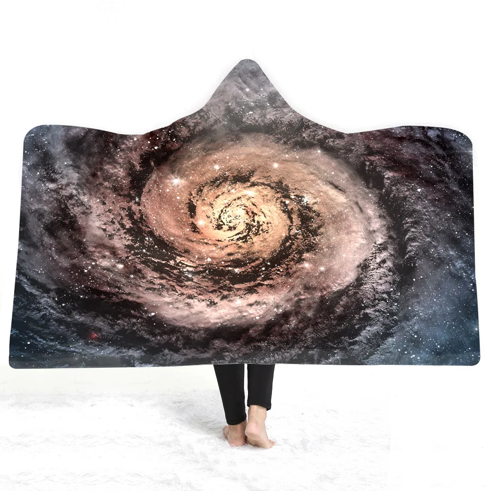 2 Новое поступление Vortex Space Galaxy 3D набивное Флисовое одеяло с капюшоном зимнее теплое Коралловое Флисовое одеяло s для детей и взрослых - Цвет: 2