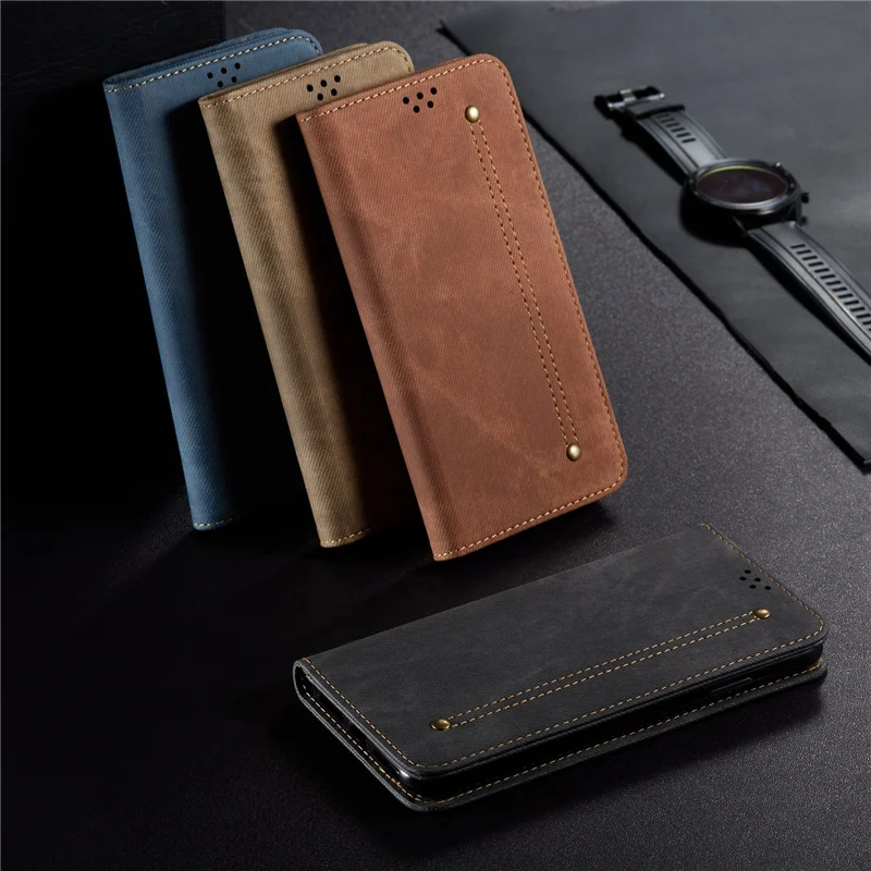 retro flip case for oppo reno 2z 2f case denim fabirc stand wallet back cover for oppo reno2 z fundas free global shipping