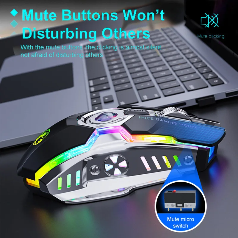 imice rgb wireless gaming mouse silent rechargeable ergonomic mause with led backlit usb mice for pc laptop computer game mouse free global shipping