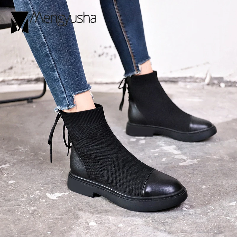 Ботинки martin с перекрестной шнуровкой женские короткие ботильоны Лоскутные