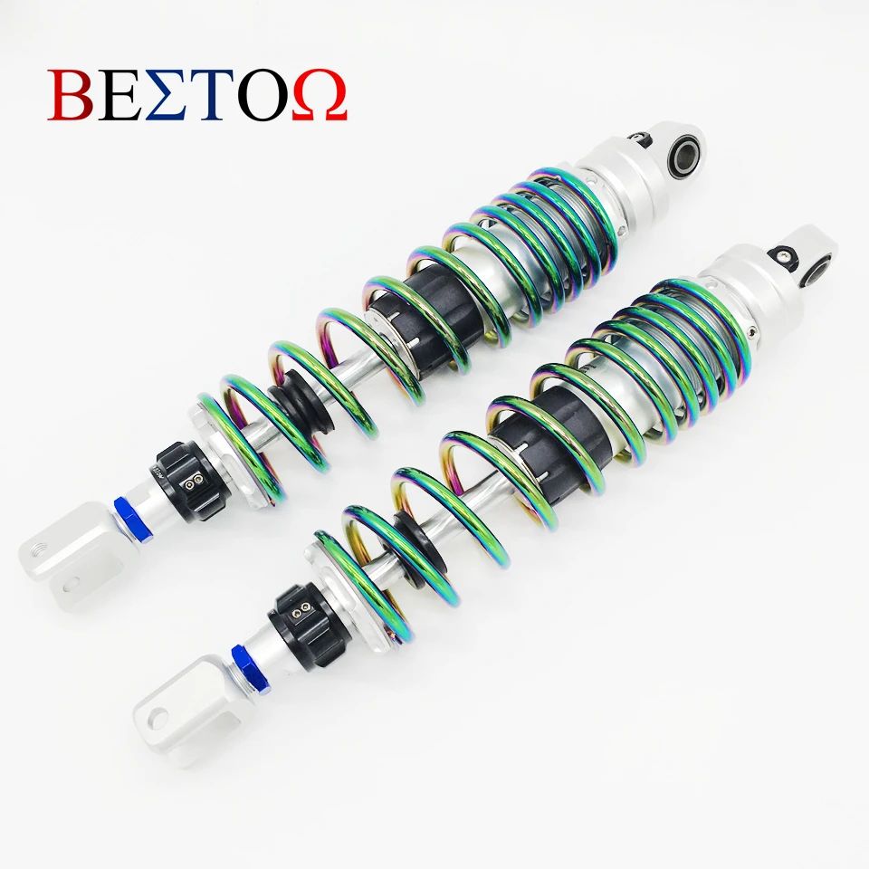 2 Pieces 320mm 340mm 360mm 12.6''/13.4''/14.2'' Motorcycle Adjustable Rebound Damping Colorful Spring Fork Rear Shock Absorbers