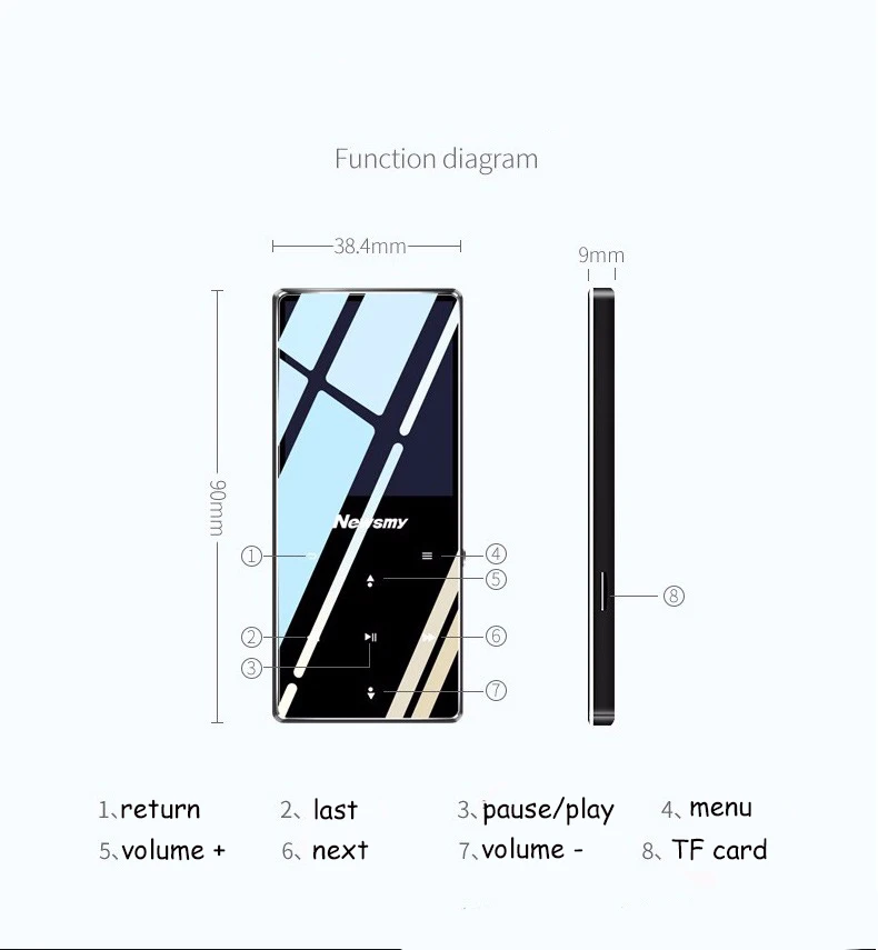 Мини Bluetooth MP3 портативный 8 ГБ Mp3 сенсорный экран плеер стерео Спорт Музыка FM радио