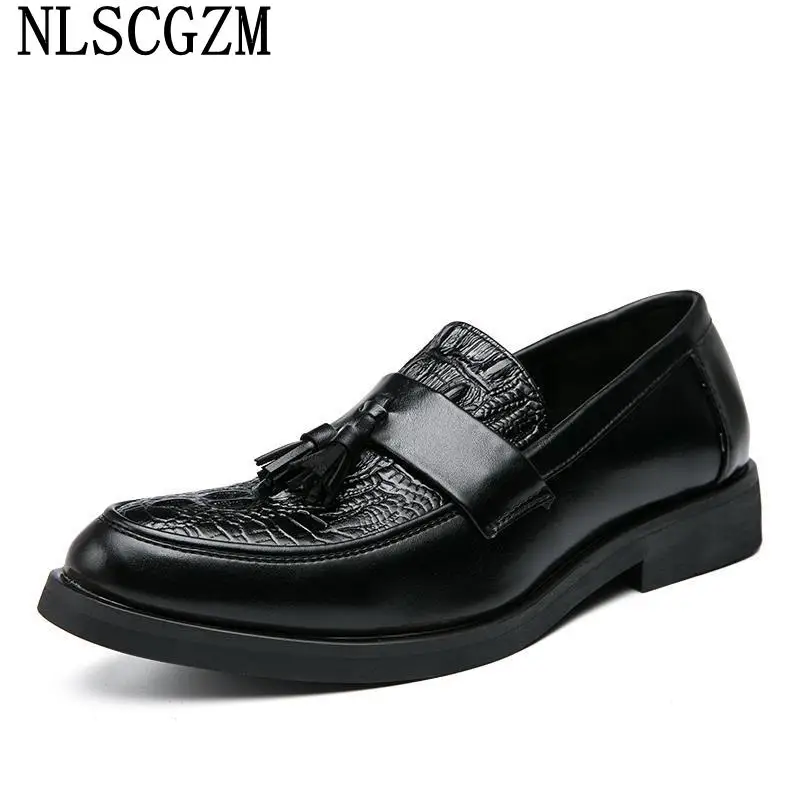 

Italian Loafers Man Shoes High Quality Tassel Crocodile Shoes Men Coiffeur Men Dress Shoe Leather Sapatos Sociais Masculino