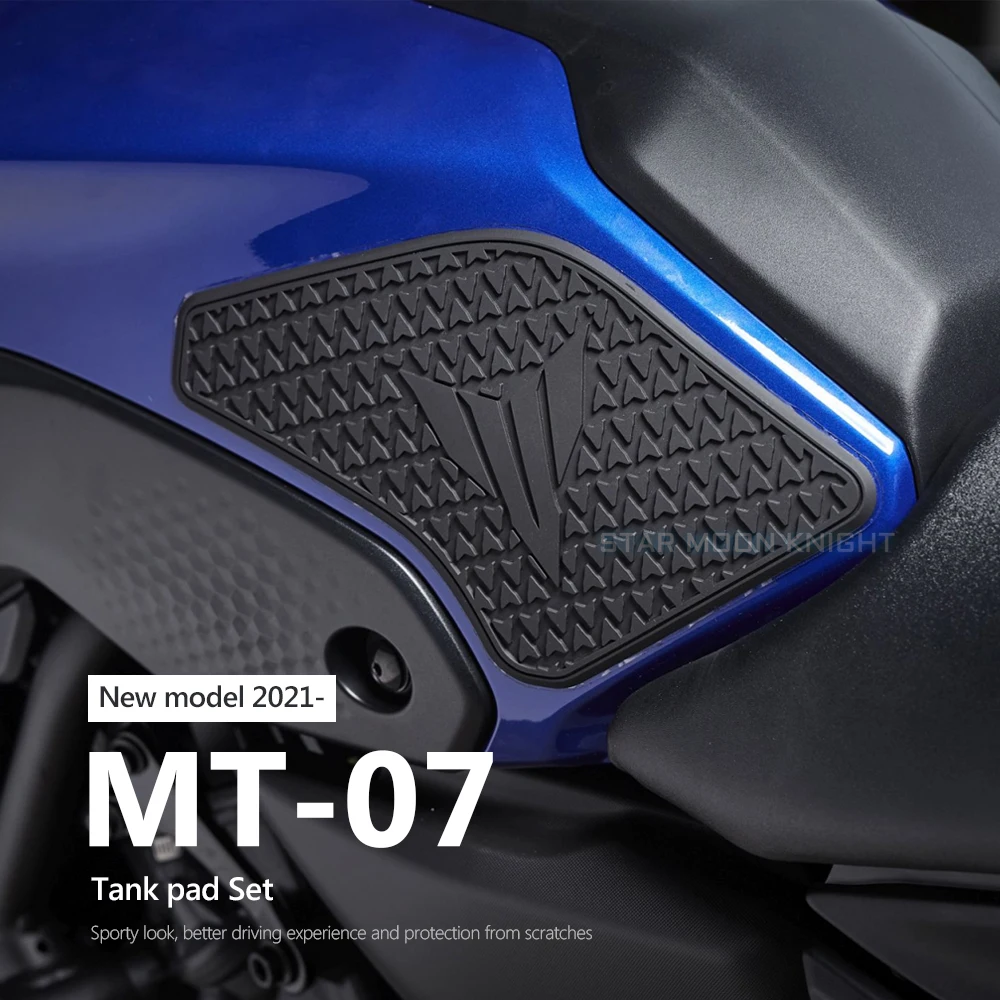 Untuk Yamaha MT 07 MT07 MT-07 2021 - Side Tangki Bahan Bakar Bantalan Tangki Pelindung Stiker Decal Gas Lutut Bantalan Traksi Tankpad