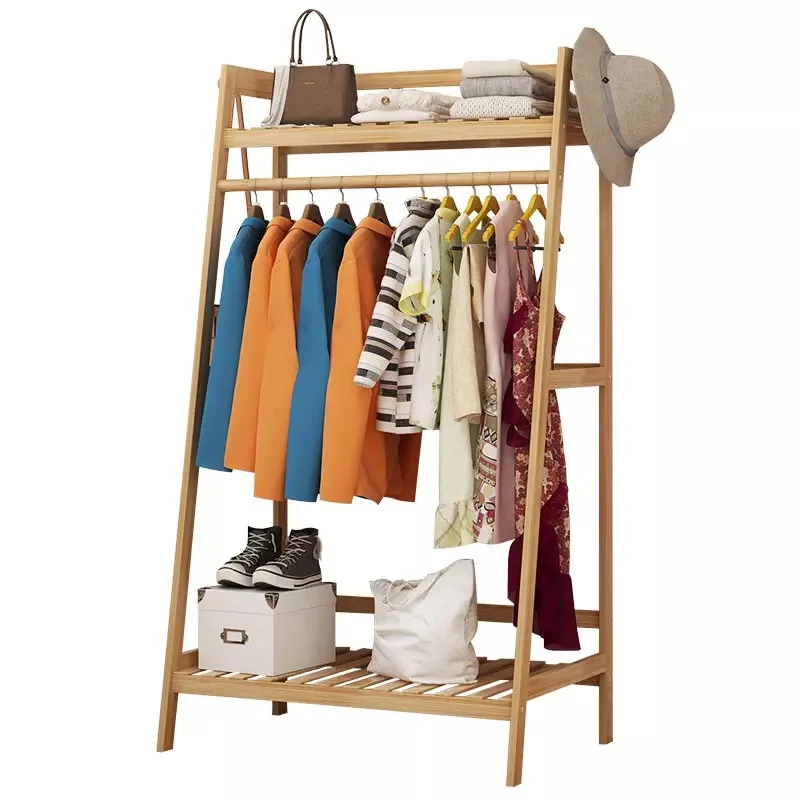 Multi-function Coat Rack Floor Standing Clothes Hanger Stand Clothes Hanger Furniture Wardrobe Shoe Hat Rack Wood