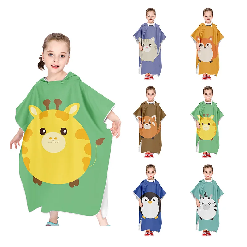

Детское пляжное полотенце, Солнцезащитный модный детский халат с капюшоном, Пляжная шаль с мультяшным рисунком для мальчиков и девочек, пла...
