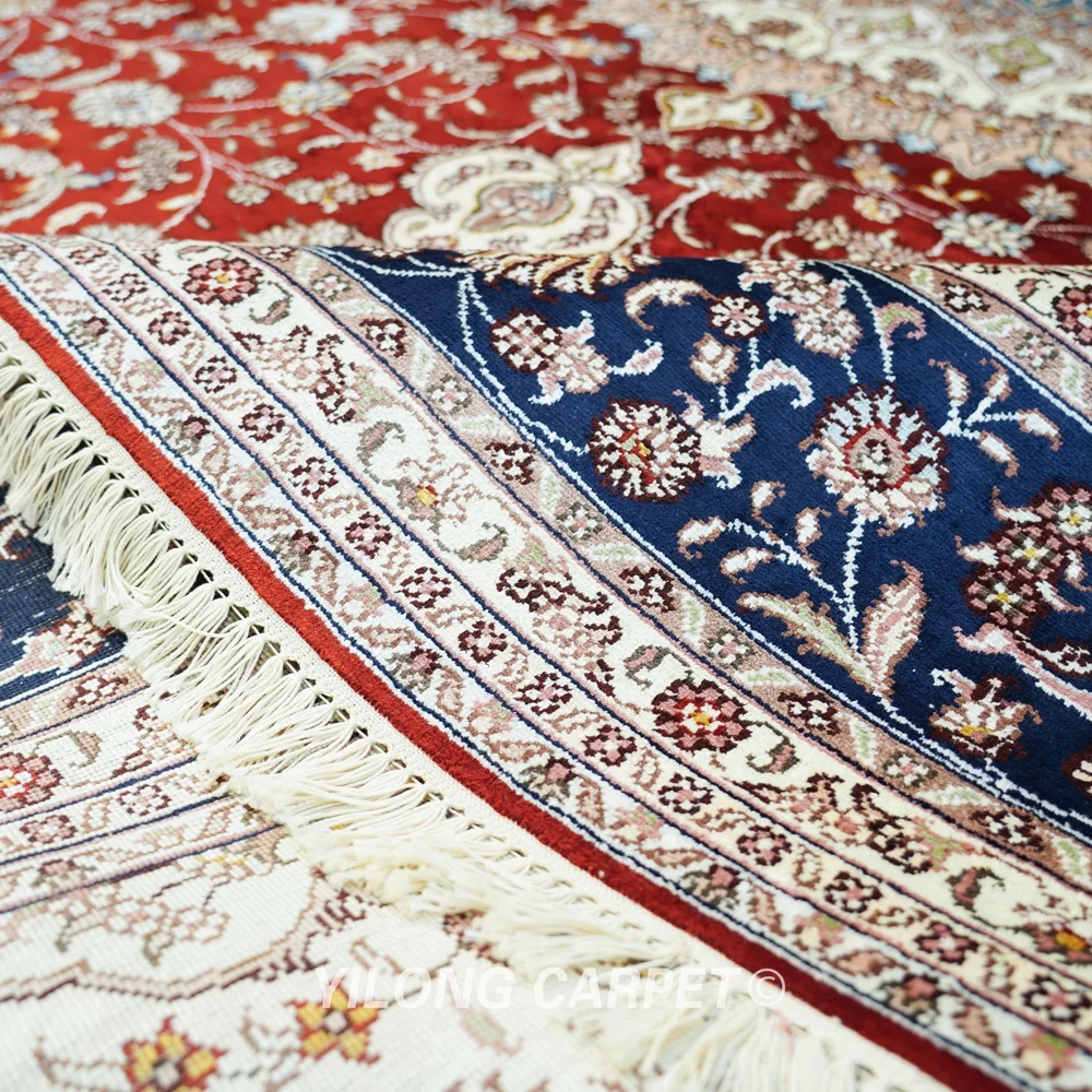 8 'x 10' роскошный красный медделион украшение для дома персидский ручной