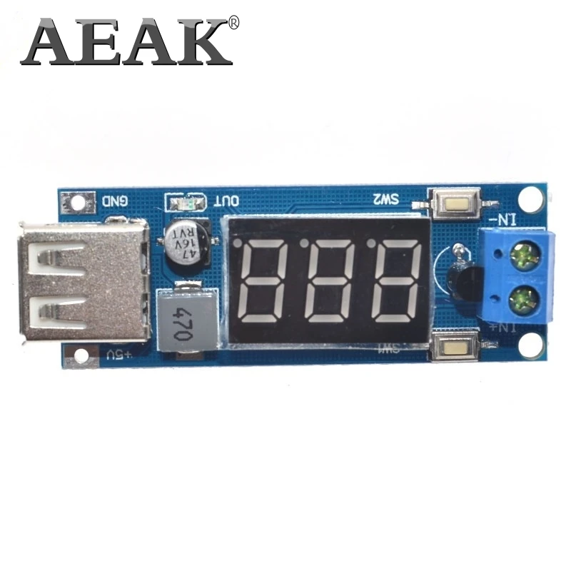 Понижающий модуль AEAK DC двухпроводной вольтметр 5 В зарядное устройство USB или