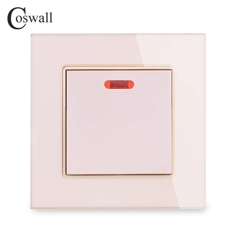COSWALL 20A DP переключатель с неоновой хрустальной стеклянной панелью для водонагревателя вкл/выкл настенный переключатель для кондиционера
